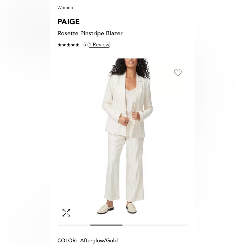 Paige Blazer Women’s XXS Cream and Gold Striped Linen NWT